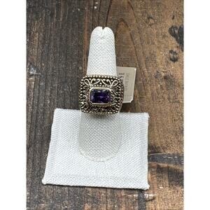 Barse Bansela Square Amethyst Ring- Bronze- 8- NWT